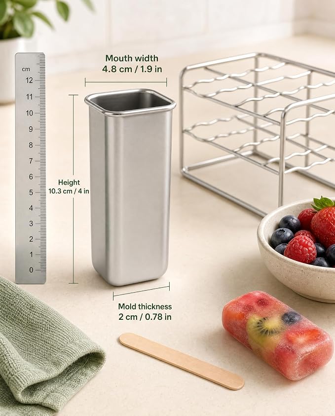 304 Food-Grade Stainless Steel 6-Piece Ice Lolly Mould Set