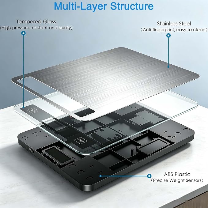 Heavy-Duty Digital Kitchen Scale (20kg Capacity, Stainless Steel Platform)
