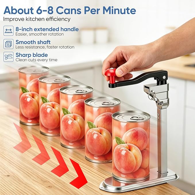 Adjustable Table-Mount Heavy-Duty Tin Opener (Clamp-On, No Drill)