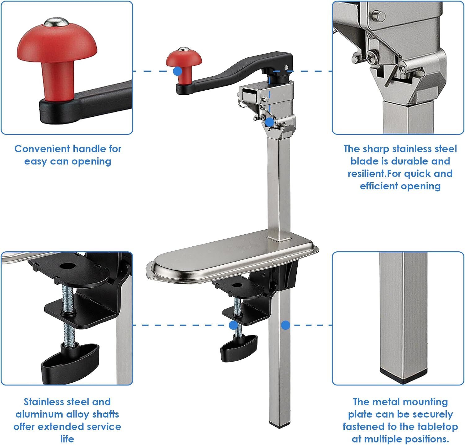 Commercial Heavy-Duty Table-Mounted Can Opener (Stainless Steel)