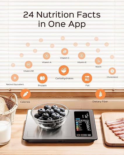 Smart Digital Food & Nutrition Scale with LED Display (USB-C Rechargeable)