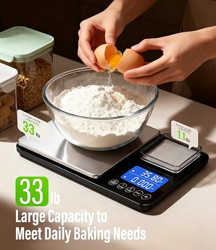 Dual-Platform High-Precision Kitchen Scale (15kg / 500g, Copper Finish)