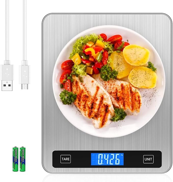 Heavy-Duty Digital Kitchen Scale (20kg Capacity, Stainless Steel Platform)