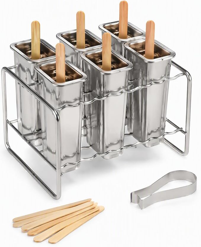 304 Food-Grade Stainless Steel 6-Piece Ice Lolly Mould Set