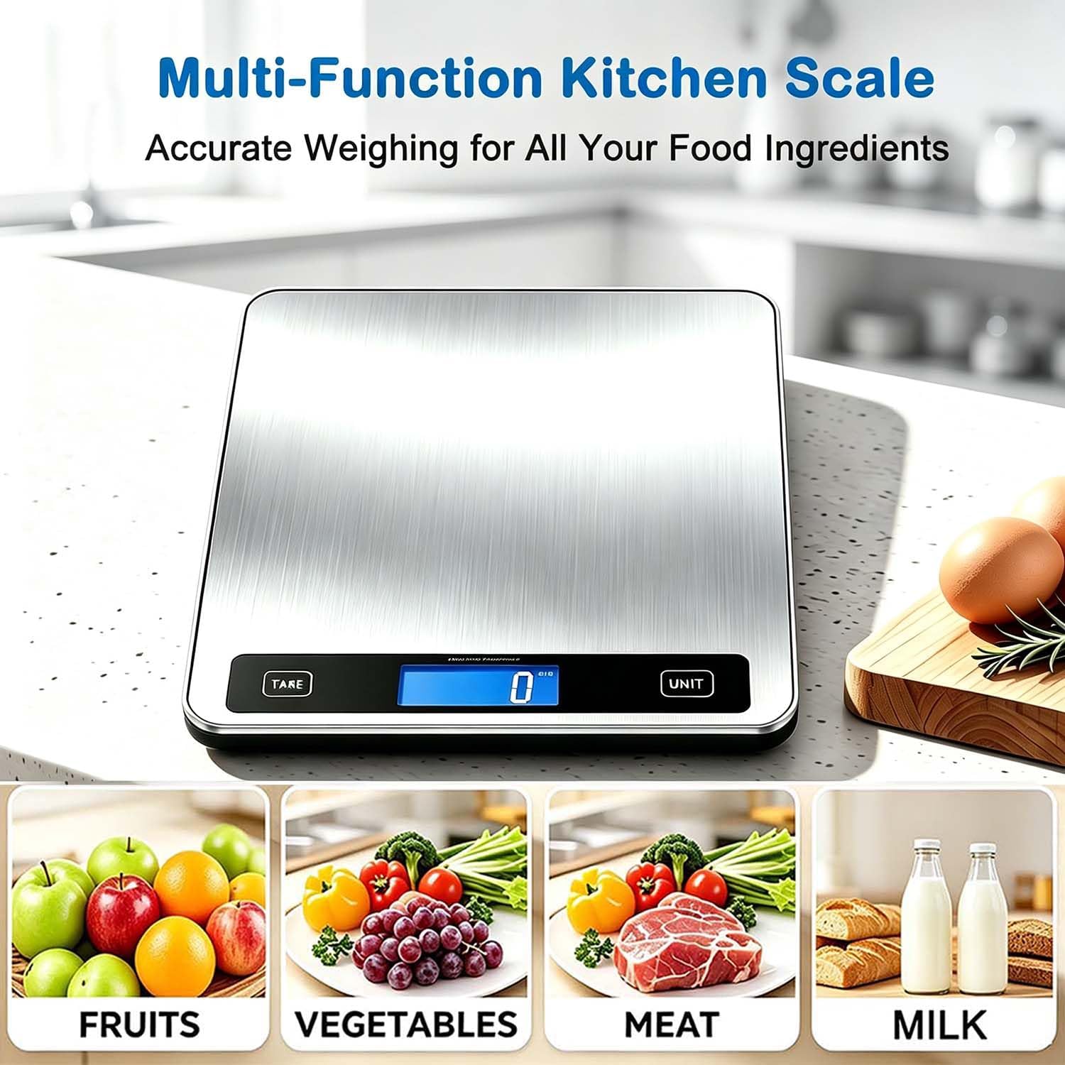 Heavy-Duty Digital Kitchen Scale (20kg Capacity, Stainless Steel Platform)