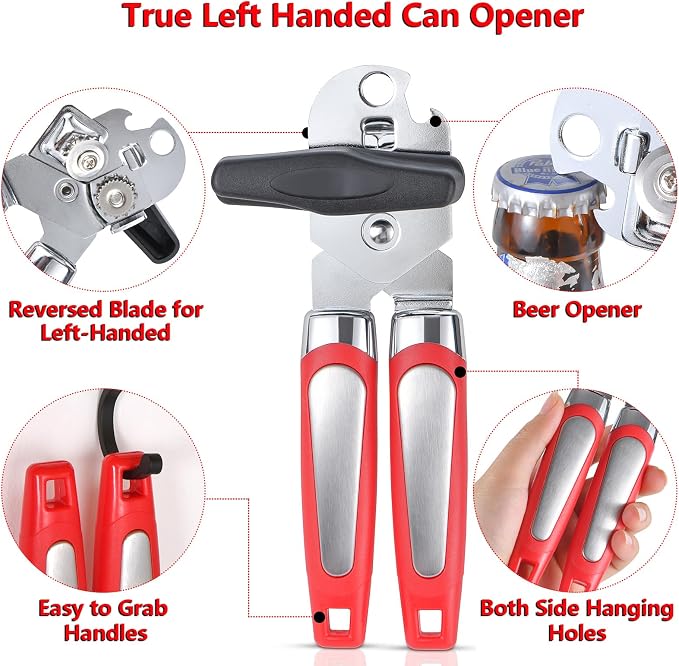Left-Handed 3-in-1 Kitchen Prep Set (Scissors, Can Opener & Peeler