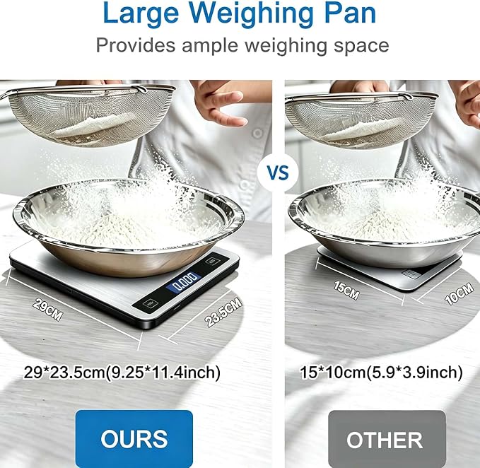 Heavy-Duty Digital Kitchen Scale (20kg Capacity, Stainless Steel Platform)