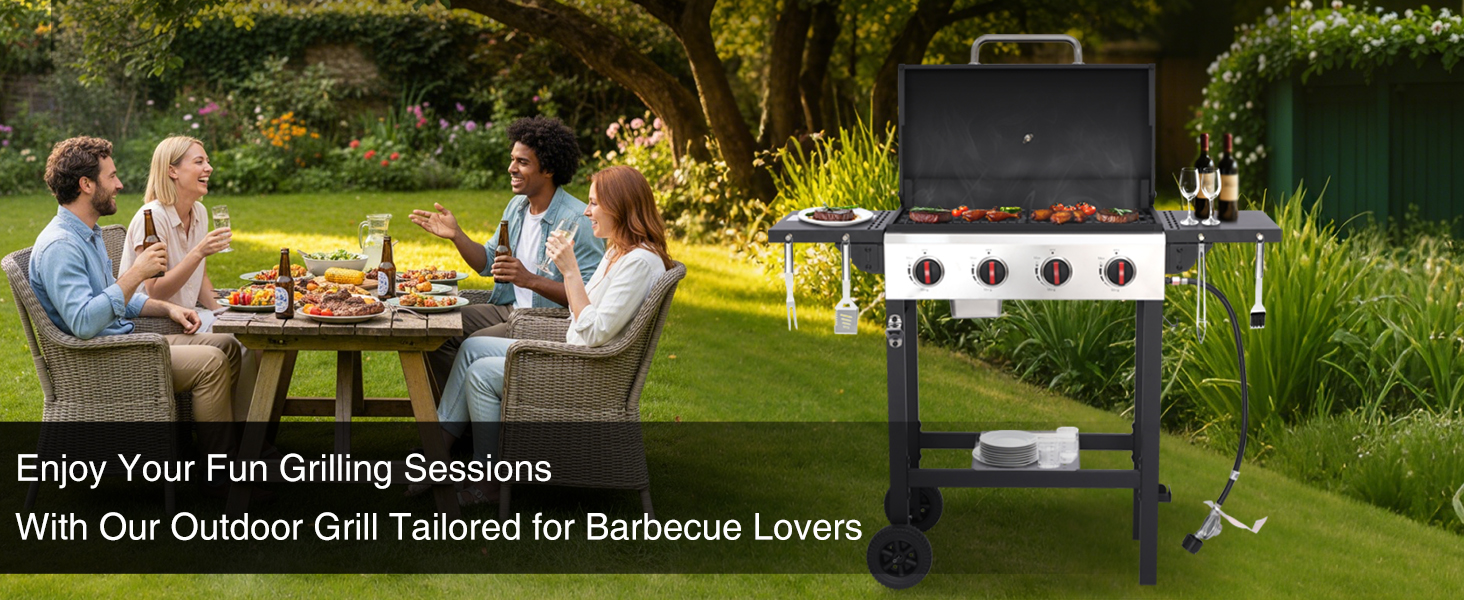 4 burner gas grill