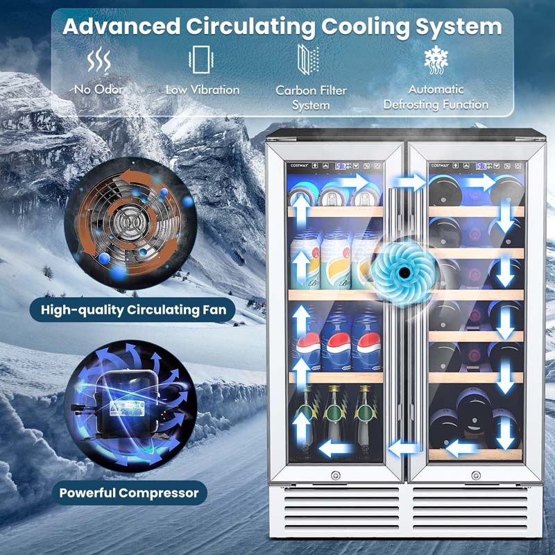 Eletriclife 24 Inch Dual Zone Wine and Beverage Cooler