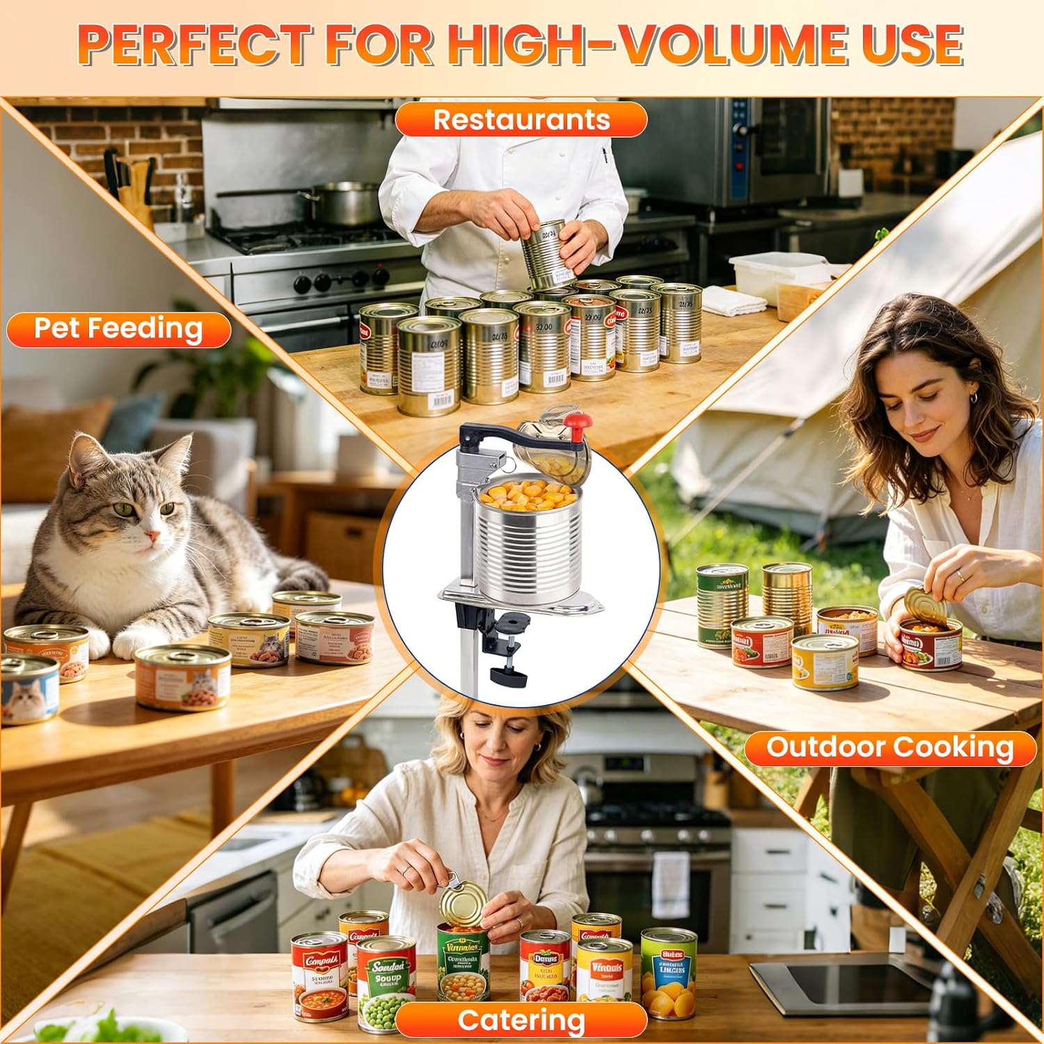 Removable Heavy-Duty Bench Tin Opener with Table Clamp Base