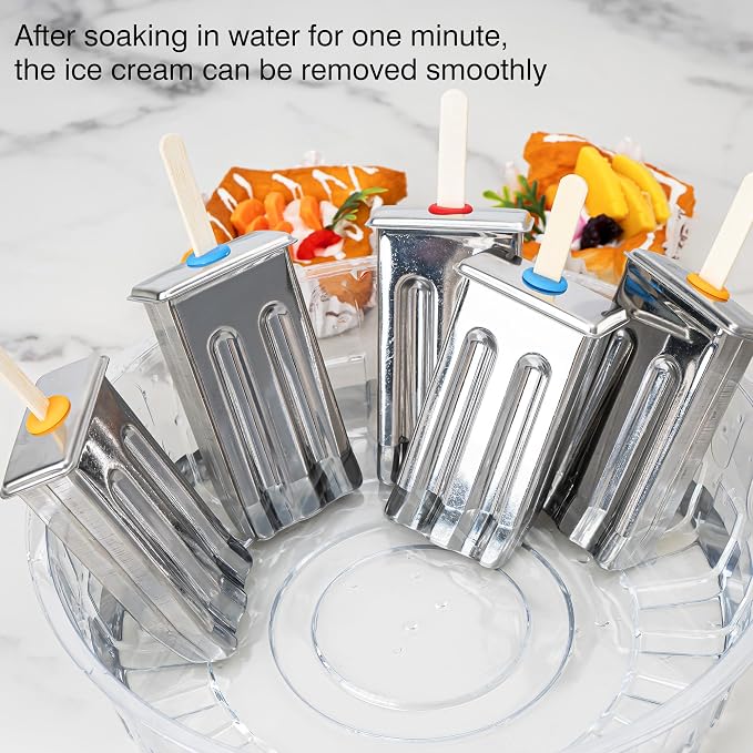 12-Piece Large Stainless Steel Ice Lolly Mould Set with Holder Rack