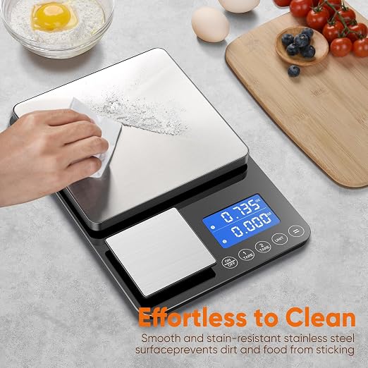 Dual-Platform High-Precision Baking & Food Scale (15kg / 500g, Black)
