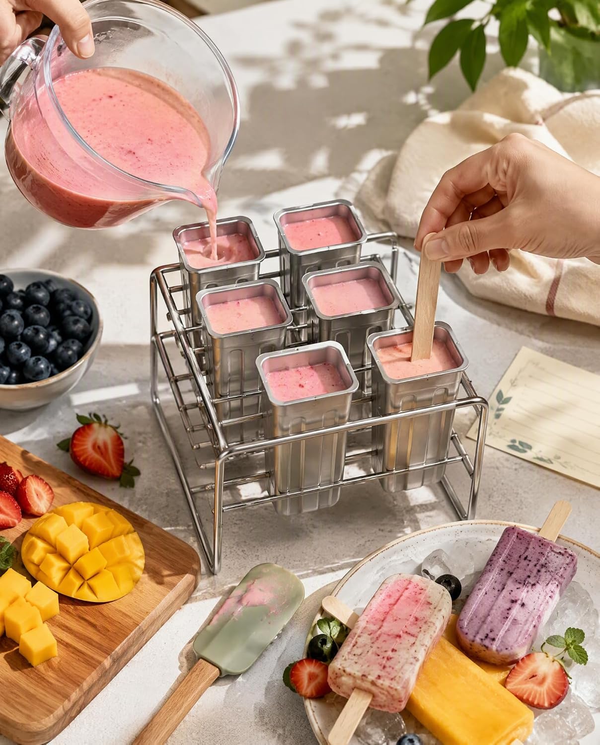 304 Food-Grade Stainless Steel 6-Piece Ice Lolly Mould Set