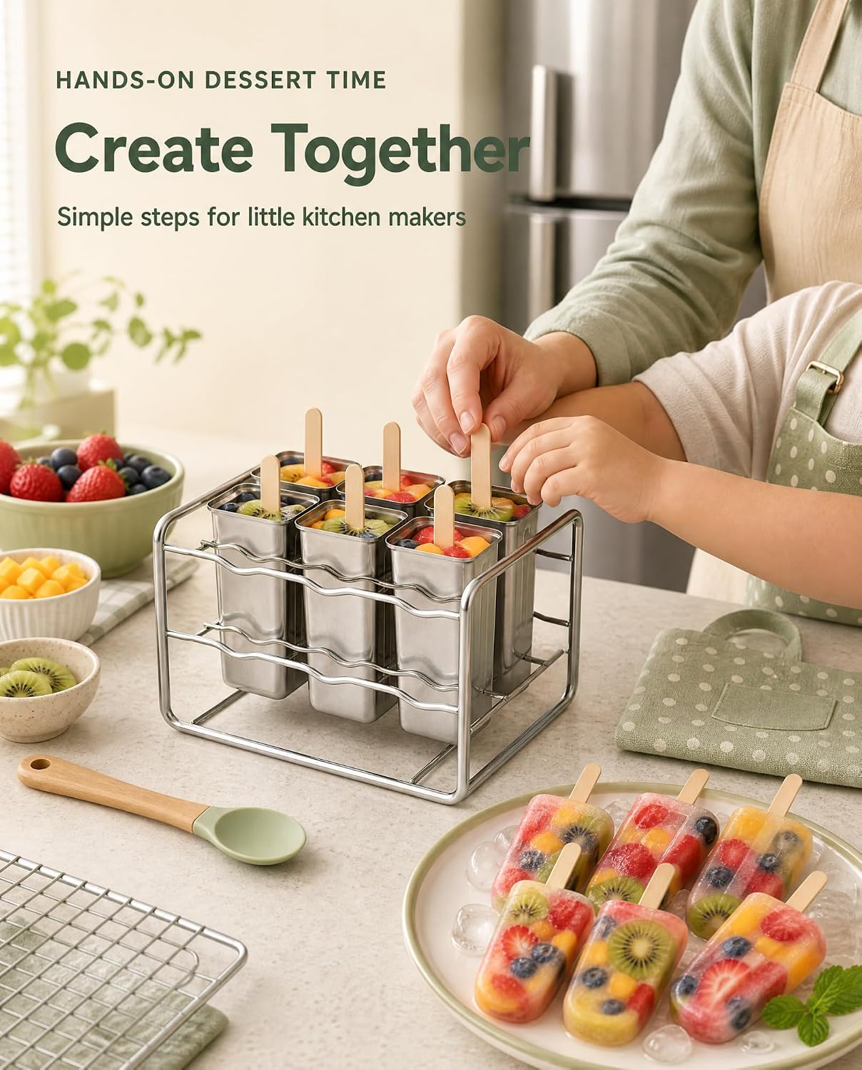 304 Food-Grade Stainless Steel 6-Piece Ice Lolly Mould Set