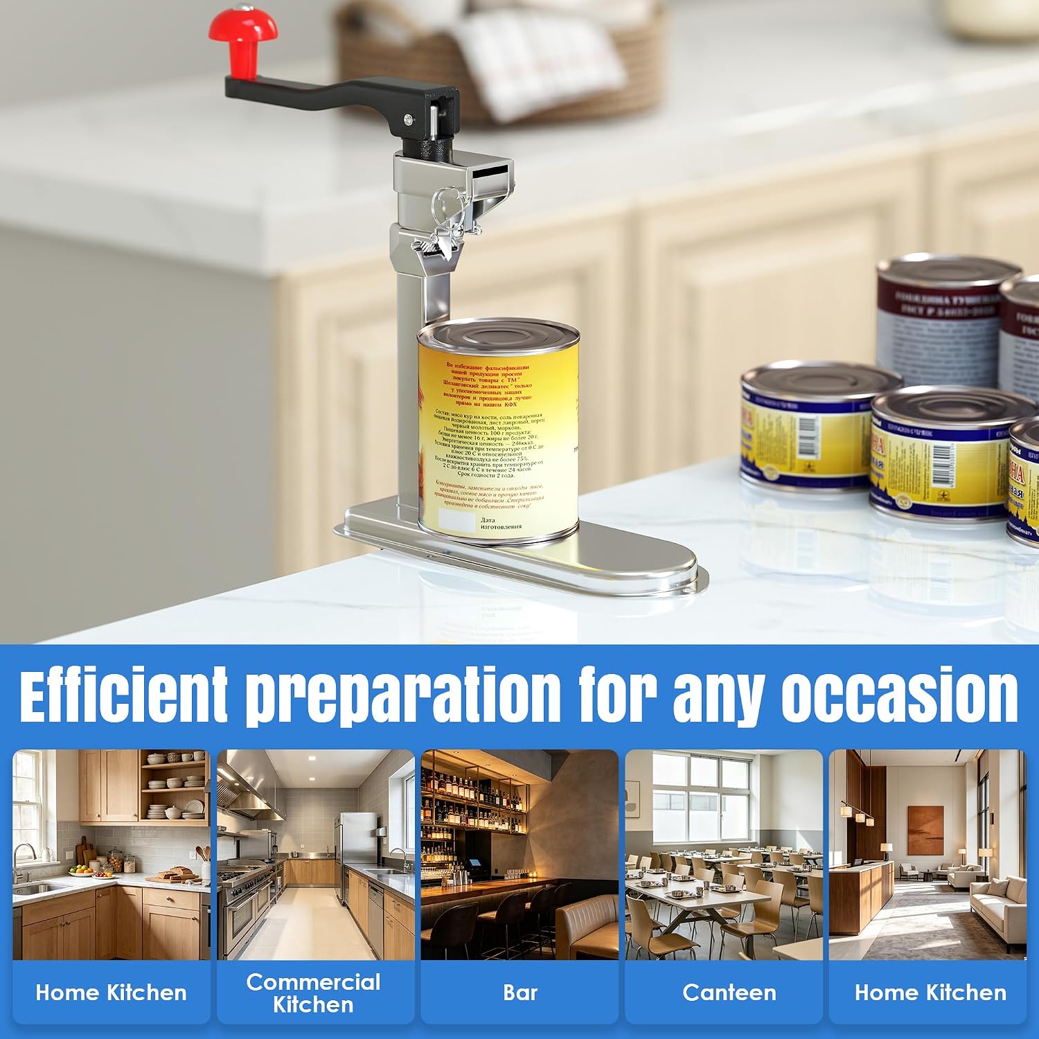 Commercial Heavy-Duty Table-Mounted Can Opener (Stainless Steel)