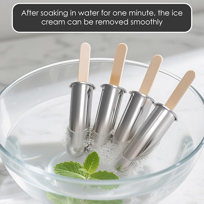 10-Piece Round Stainless Steel Ice Lolly Mould Set with Stand