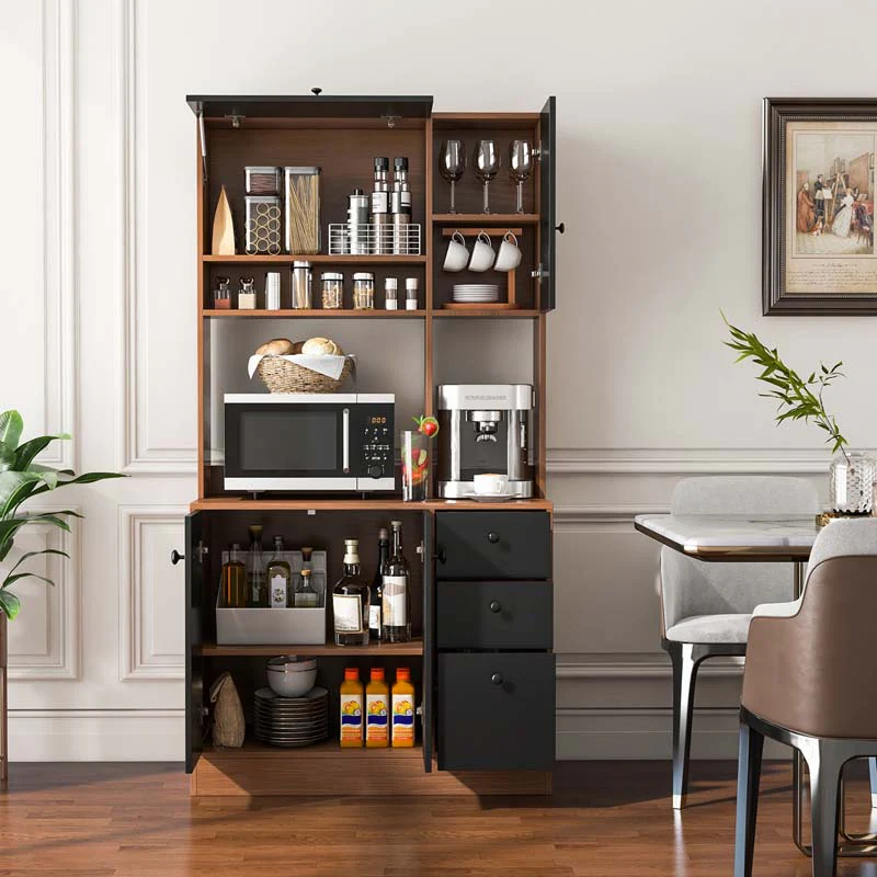 Eletriclife 71 Inch Kitchen Pantry with 3 Storage Cabinet and 3 Deep Drawers