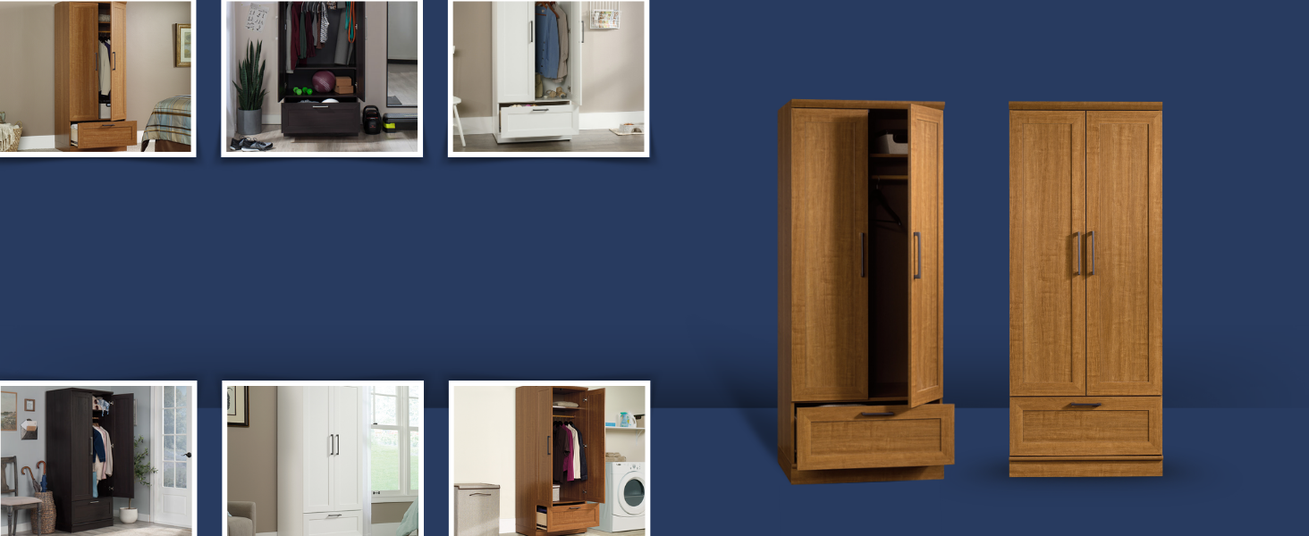 Double door wardrobe with drawer