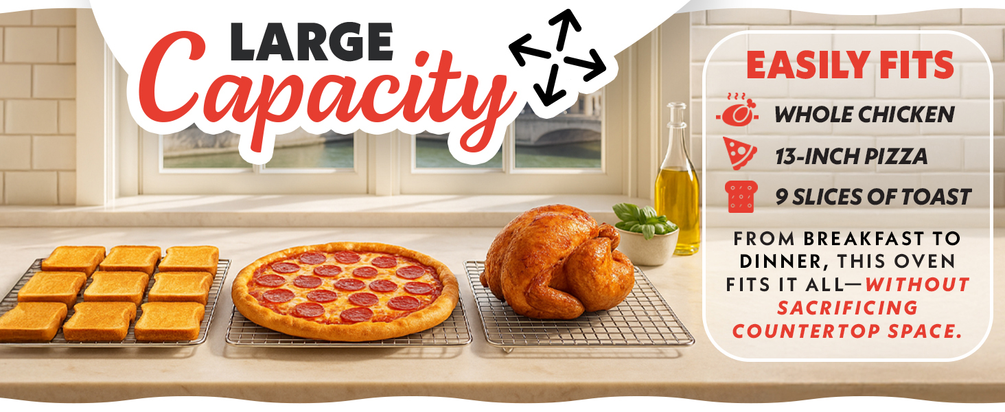 Large capacity air fryer oven cook a whole pizza