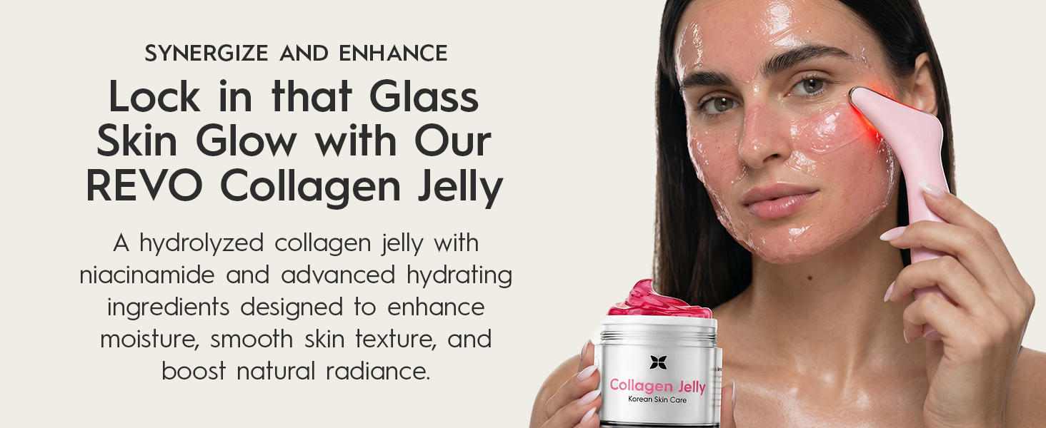 the face massager can be paired with revo collagen jelly cream to maximize results