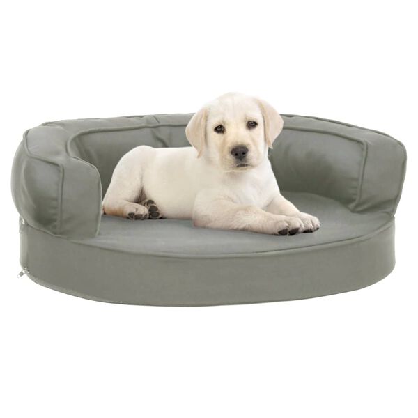 Ergonomic Dog Bed Mattress 60x42 cm Linen Look Grey-petscare-ltd.com