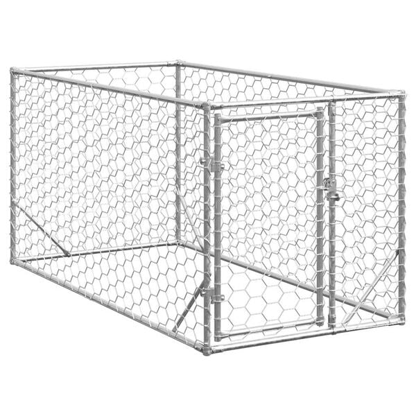 Outdoor Dog Kennel with Door 2x1x1 m Galvanised Steel-petscare-ltd.com