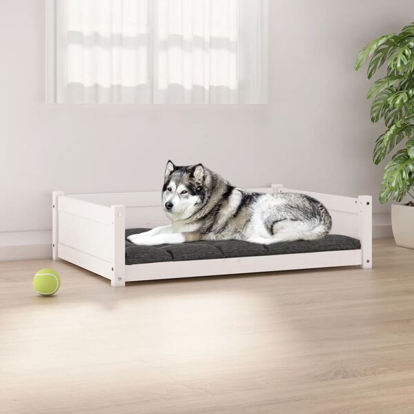 Dog Bed White 105,5x75,5x28 cm Solid Pine Wood-petscare-ltd.com