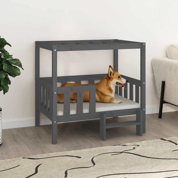 Dog Bed Grey 95,5x73,5x90 cm Solid Wood Pine-petscare-ltd.com