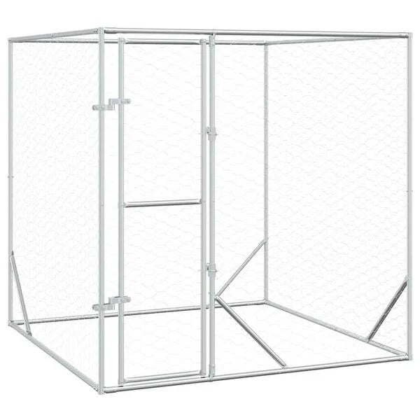 Outdoor Dog Kennel Silver 2x2x2 m Galvanised Steel-petscare-ltd.com