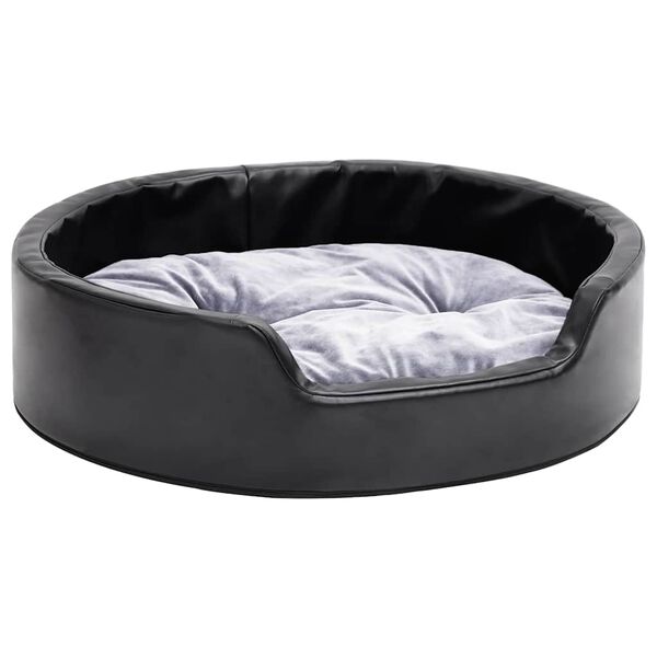 Dog Bed Black and Grey 69x59x19 cm Plush and Faux Leather-petscare-ltd.com