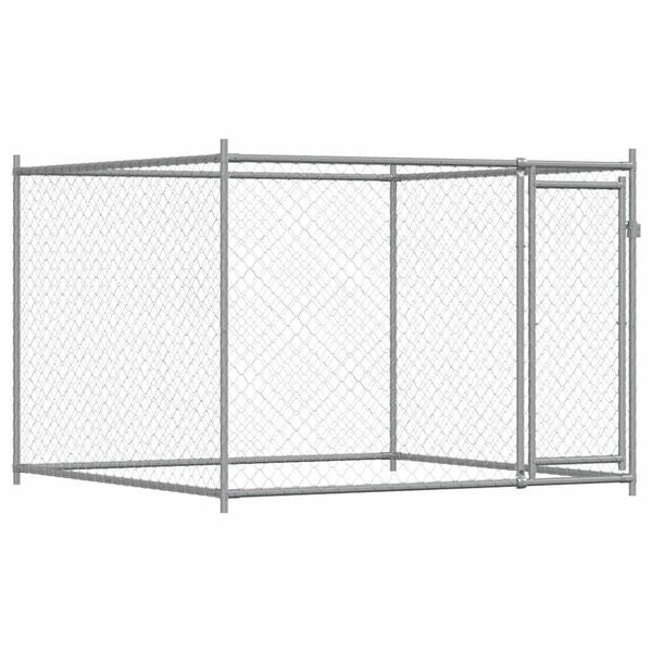 Dog Cage with Door Grey 2x2x1,5 m Galvanised Steel-petscare-ltd.com