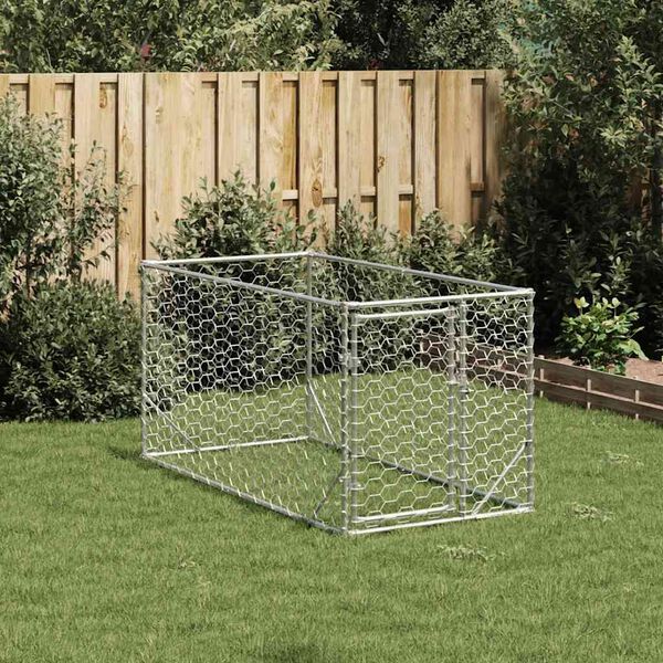 Outdoor Dog Kennel with Door 2x1x1 m Galvanised Steel-petscare-ltd.com