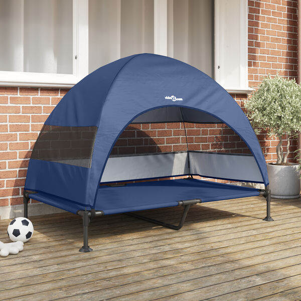 Raised Dog Bed 127 x 81 x 108 cm Fabric and Steel Navy Blue-petscare-ltd.com