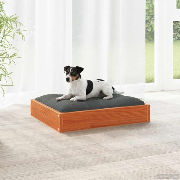 Dog Bed Wax Brown 51.5 x 44 x 9 cm Solid Pine Wood-petscare-ltd.com