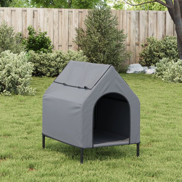 Dog House Light Grey Oxford Fabric and Steel-petscare-ltd.com