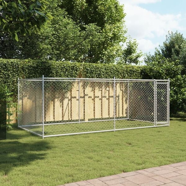 Dog Cage with Door Grey 4x2x1.5 m Galvanised Steel-petscare-ltd.com