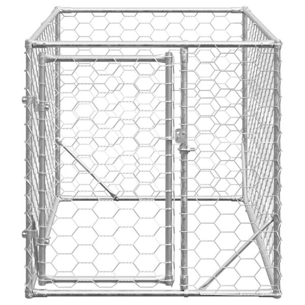 Outdoor Dog Kennel with Door 2x1x1 m Galvanised Steel-petscare-ltd.com