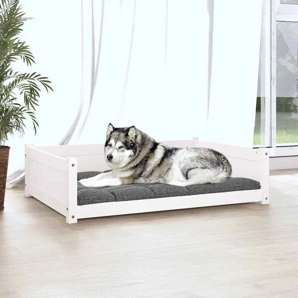 Dog Bed White 105,5x75,5x28 cm Solid Pine Wood-petscare-ltd.com