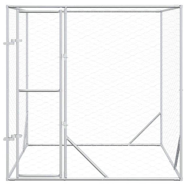 Outdoor Dog Kennel Silver 2x2x2 m Galvanised Steel-petscare-ltd.com