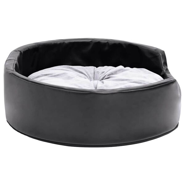 Dog Bed Black and Grey 69x59x19 cm Plush and Faux Leather-petscare-ltd.com