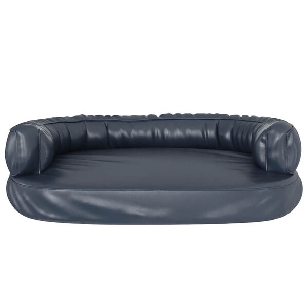 Ergonomic Foam Dog Bed Dark Blue 88x65 cm Faux Leather-petscare-ltd.com