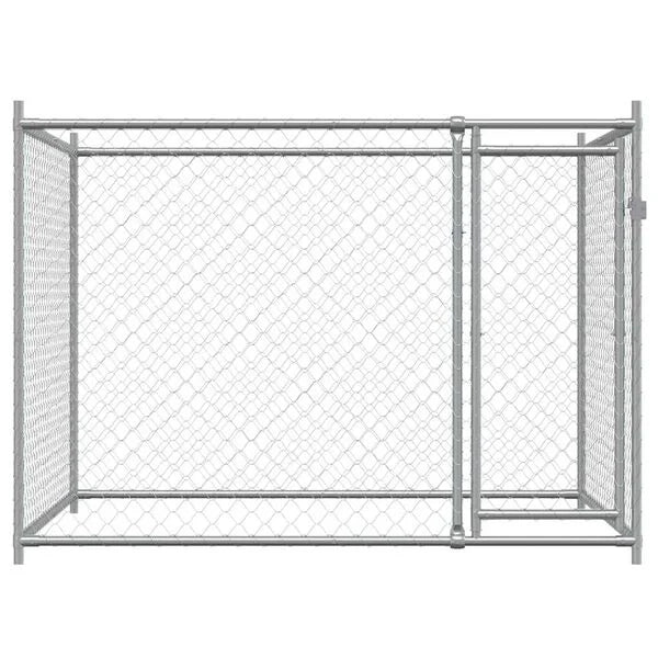Dog Cage with Door Grey 2x2x1,5 m Galvanised Steel-petscare-ltd.com