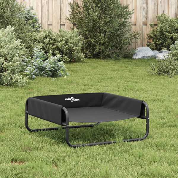 Elevated Dog Bed Anthracite Oxford Fabric and Steel-petscare-ltd.com