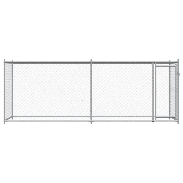 Dog Cage with Door Grey 4x2x1.5 m Galvanised Steel-petscare-ltd.com