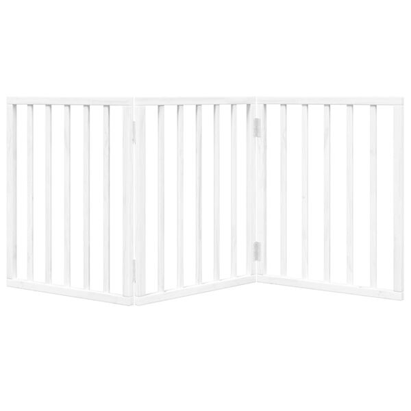 Dog Gate Foldable 3 Panels White 150 cm Poplar Wood-petscare-ltd.com