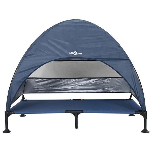 Raised Dog Bed 127 x 81 x 108 cm Fabric and Steel Navy Blue-petscare-ltd.com