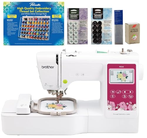 Brother PE545 Embroidery Machine, Wireless LAN Connected, 135 Built-in Designs, 4" x 4" Hoop Area, Large 3.7" LCD Touchscreen, USB Port