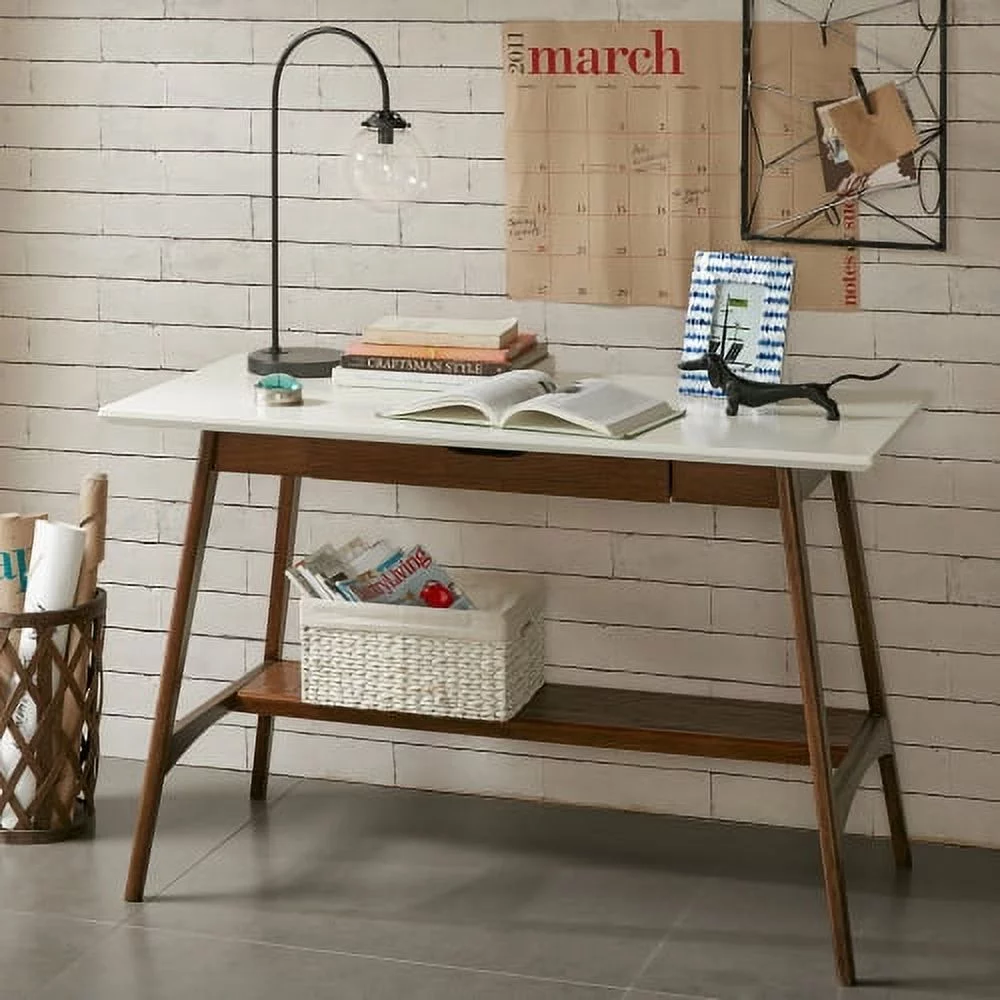 Parker Desk Wood - Off White + Pecan