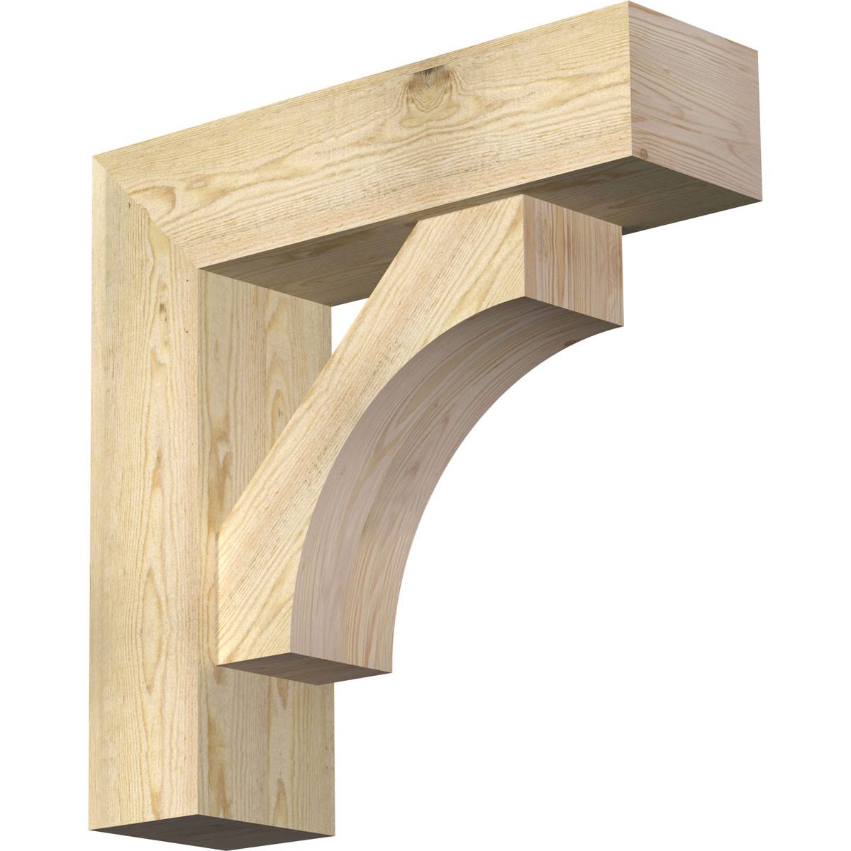 Ekena Millwork BKT0806X28X28WTL05RDF 8x22W x 28x22D x 28x22H Westlake Block Rough Sawn Bracket w/ Offset Brace, Douglas Fir