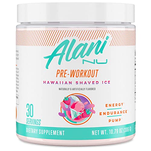 Alani Nu Pre Workout Powder Hawaiian Shaved ICE | Amino Energy Boost | Endurance Supplement | Sugar Free | 200mg Caffeine | L-Theanine, Beta-Alanine
